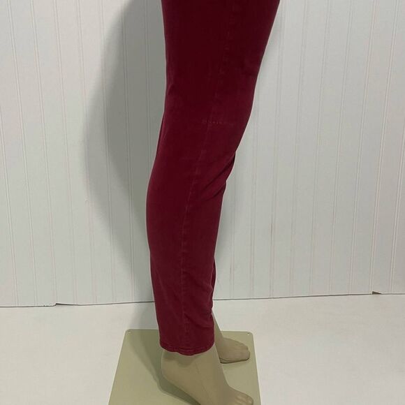 7 For All Mankind Gwenevere Twill Skinny Jeans Bright Burgundy Red Size 28 - Picture 6 of 15